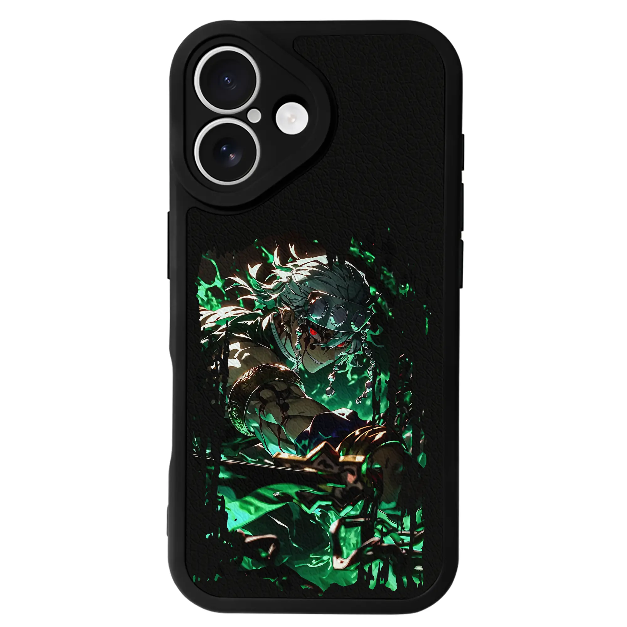 鬼滅の刃 グッズ,宇髄 天元 - IPhone 16シリーズ対応 ・ シリコンスマホケース ・ レザー調 ・ 高精度フィット ・ 耐衝撃 ・ ワイヤレス充電対応 ・ 精密カット